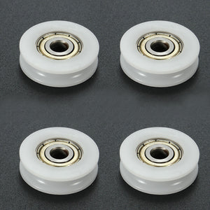 4pcs 5x24x7mm U Groove Nylon Round Pulley Wheel Roller For 3.8mm Rope Ball Bearing