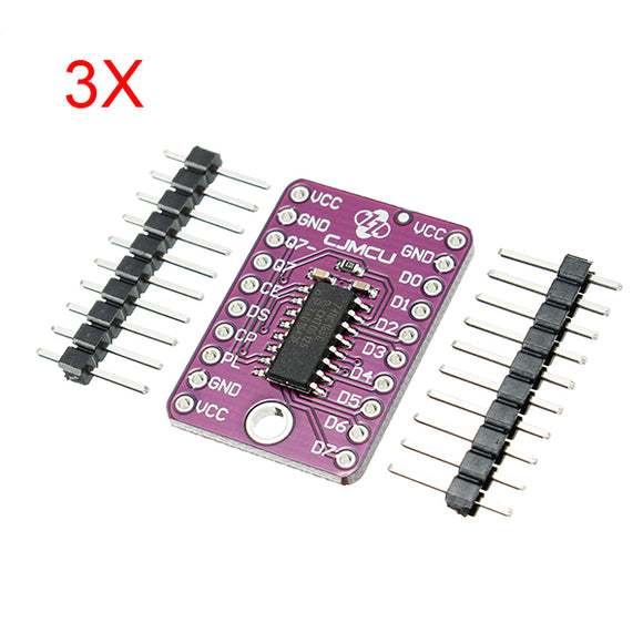 3Pcs CJMCU-165 74HC165D Shift Register 8 Bit Serial Input / Parallel Output Module