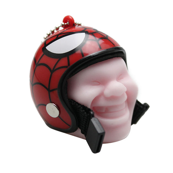 Creative Motorcycle Helmet Vent Cartoon Face Keychain Laugh Expression Plastic Keyring Gift