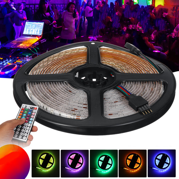 DC12V Waterproof 5M 5050 RGB SMD 300LED Strip Light Bar TV Back Lighting Kit+44Keys Remote Control EU Plug