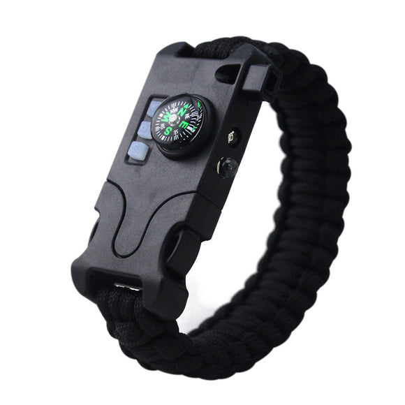 IPRee 8 In 1 Outdoor SOS Survival Bracelet LED Light Compass Whistle Multifunction Tool Kits
