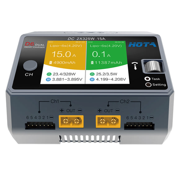 HOTA D6 DC 2X325W 2X15A Battery Charger With Wireless Charging for NiZn/Nicd/NiMH battery