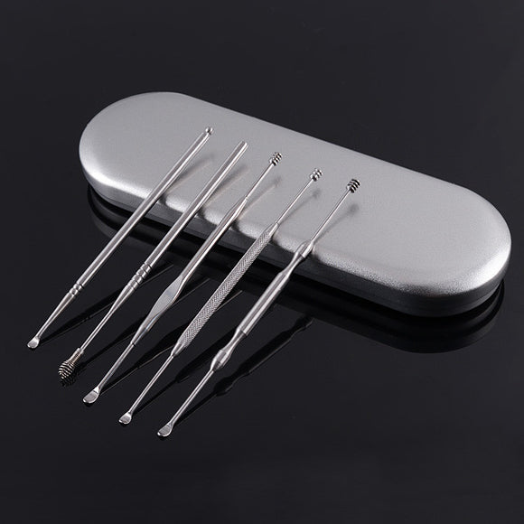 Stainless Steel Spiral Ear Pick Spoon Double Head Digging Suit Tool Manual Massager