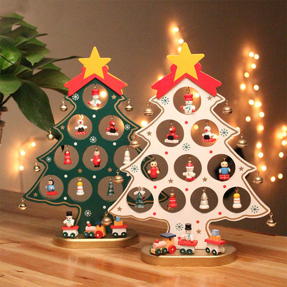 Christmas DIY Wooden Christmas Tree Ornament Gift for Children Home Table Decoration Party Supplies