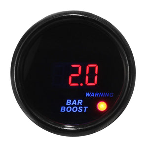2 52mm -1~2 BAR Turbocharger Boost Gauge Digital LED Display Black Face Car Meter with Sensor"