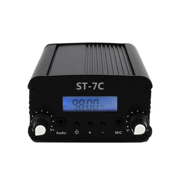 ST-7C 1W/7W 76-108MHZ Stereo PLL FM Transmitter 76-108MHz Broadcast Radio Station BNCTNC Connector LCD Display