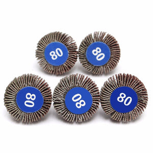 5pcs 80 Grit 4mm Shank Grinding Sandpaper Flap Wheel Sanding Discs For Rotary Tools