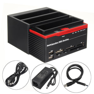 US 2.53.5" ALL In One USB3.0 To SATA IDE HDD SSD Hard Drive Enclosure Offline Clone Card Reader Hub"