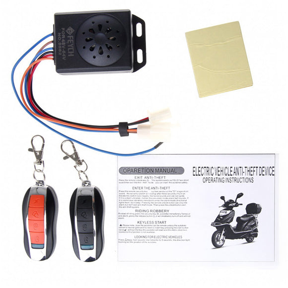 FEYCH 48V Motorcycle Motor Bike Scooter Anti Theft Security Remote Alarm