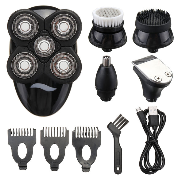 5 In1 Wet Dry 4D Rechargeable Shaver Razor Cordless Hair Clipper Trimmer Groomer Waterproof