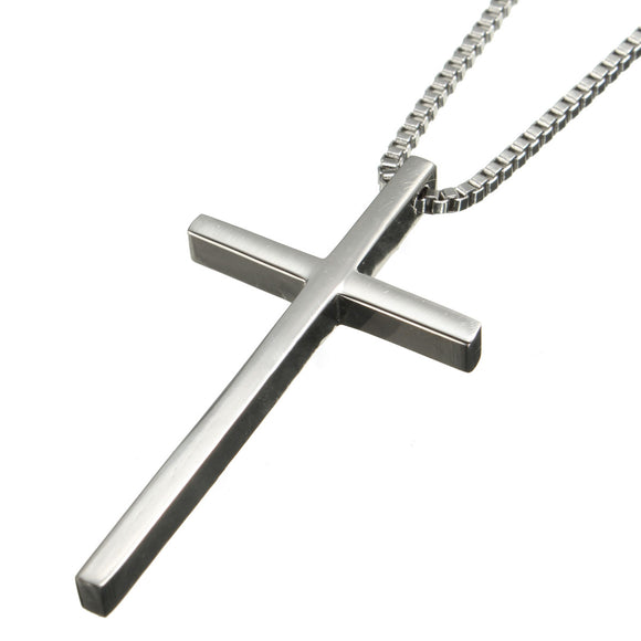 Stainless Steel Cross Pendant  Silver Necklace Chain