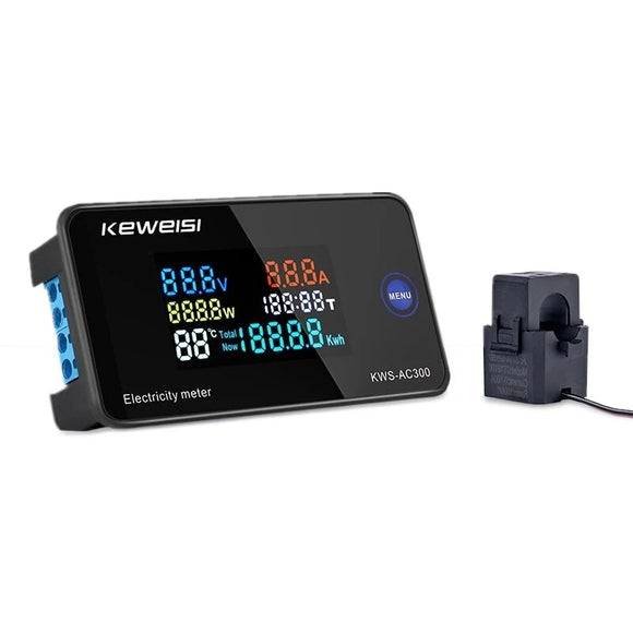 KEWEISI AC 50~300V 10A/100A Digital Electricity Meter Voltmeter Ammeter With CT Power Current Voltage Temperature Measurement