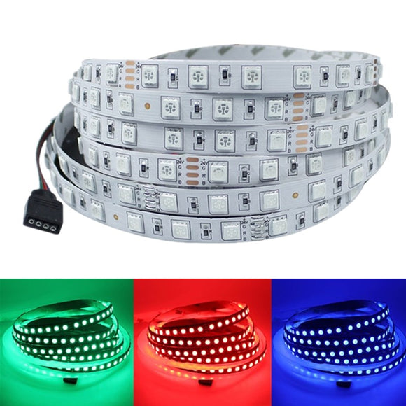 5M SMD5050 RGB Not-Waterproof Flexible White PCB 600LEDs Strip Light DC24V