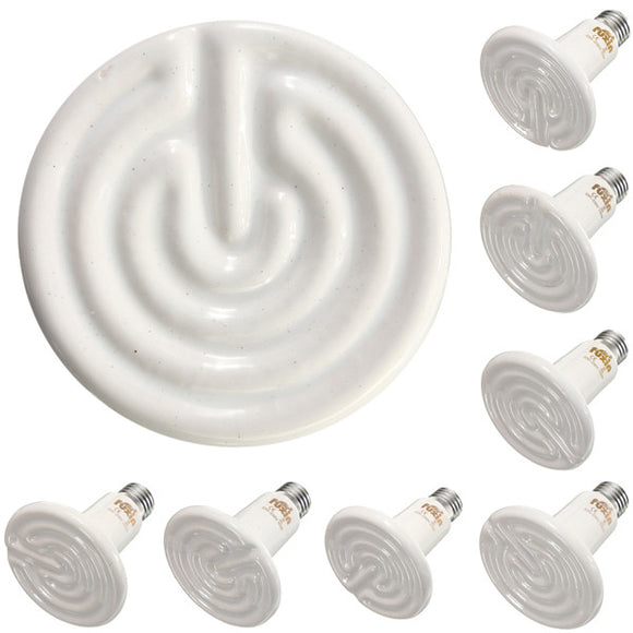 Diameter 90mm Ceramic Emitter Heated Pet Appliances Reptile Heat Lamp 25W/50W/75W/100W