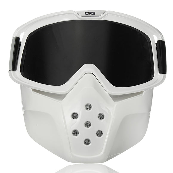 Face Mask Shield With Detachable Modular Goggles For Motorcycle Helmet