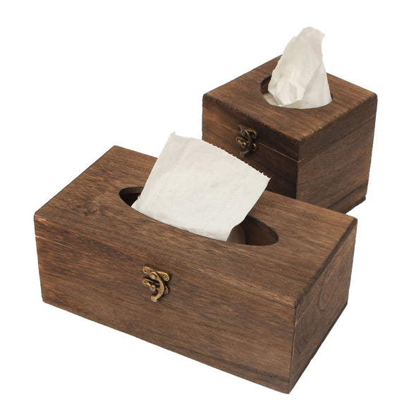 Vintage Wood Burning Tong Chinese Restaurant Tissue Box