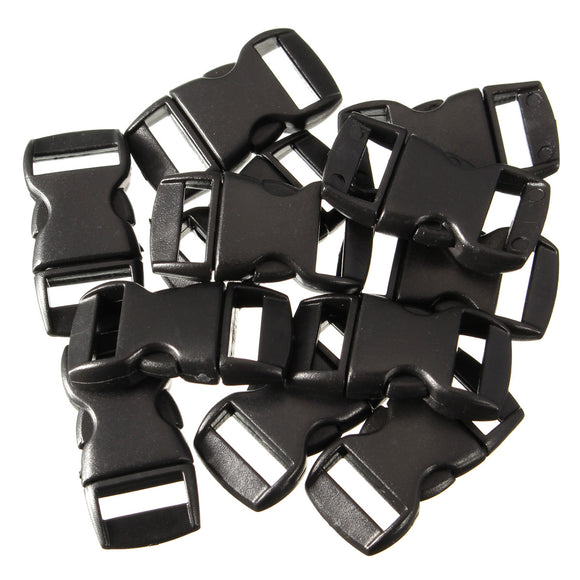 12Pcs Black Plastic Curved Release Clasp Buckles Umbrella Rope Bracelet Buckles