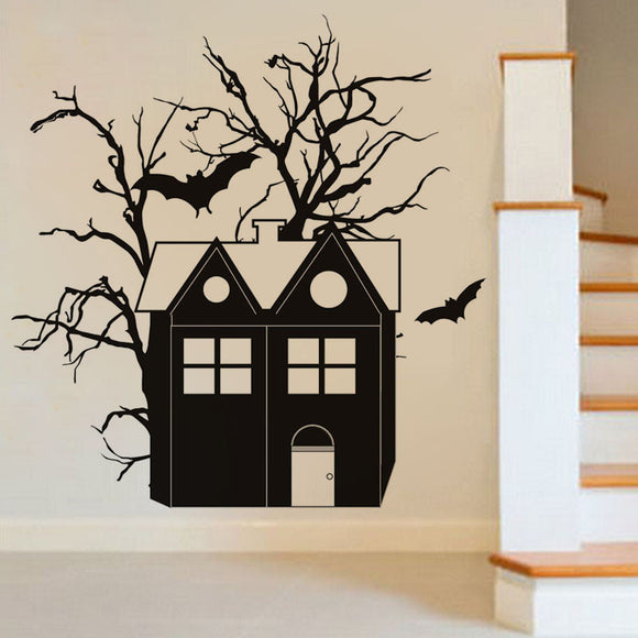 Creative Halloween Haunted House Bat PVC Waterproof Wall Sticker Removable Vinyl Art Mural Stickers
