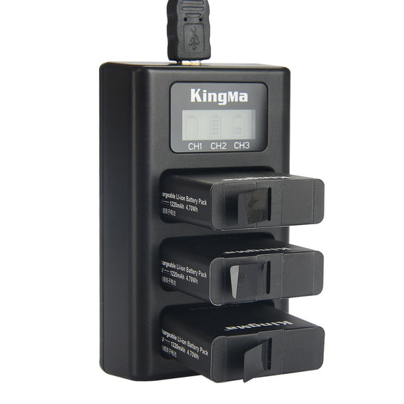 KingMa BM043 USB 3 Channel Battery Three Way Charger for Gopro Hero 6 / Hero 5 Action Camera