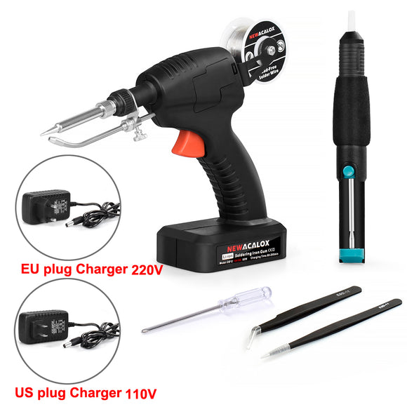 NEWACALOX 80W Rechargeable Cordless Soldering Iron Handheld Automatically Send Tin Welding Tool Kit Solder Iron EU/US Plug