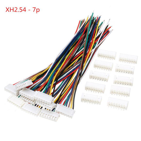Excellway 10 Sets Mini Micro JST XH2.54mm 7 Pin Connector Plug Socket Wire Cable 150mm