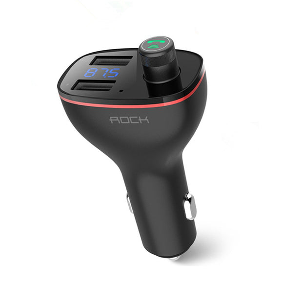 ROCK B300 3.4A bluetooth 4.2 Handsfree Calling FM Transmitter Digital Monitor Dual USB Car Charger