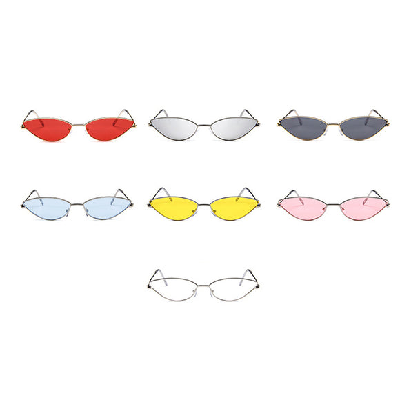 Men Women Trend Small Metal Cat Eye Frame Sunglasses 99% Visible Light Perspective Street Shot Sunglasses