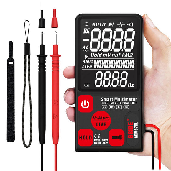 BSIDE ADMS7CL Ultra-Portable Digital Multimeter Large 3.5'' ENTB LCD 3-Line Display Voltmeter With Voltage NCV Resistance Ohm Hz Test