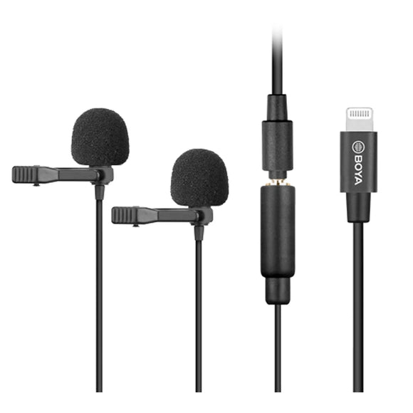 BOYA BY-M2D Dual Lavalier Microphone Omnidirectional Digital MFI Video Mic for iPhone 11 Pro Xs Max Xr for iPad for iPod Touch