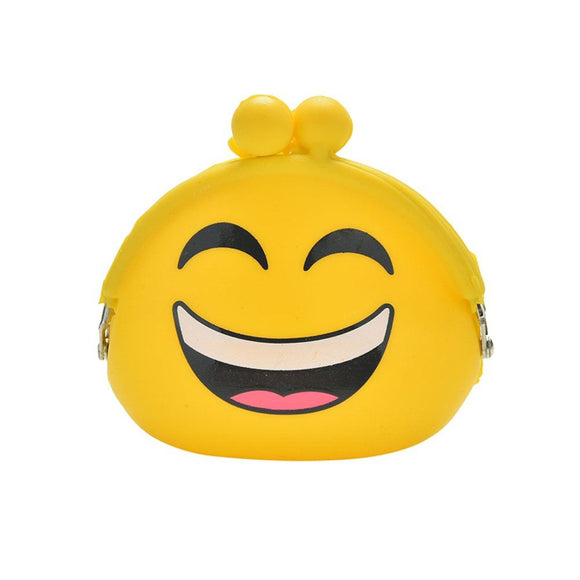 Emoji Silica Gel Coins Bag Round Emotion Smiley Doll Makeup Storage Pouch Handbag