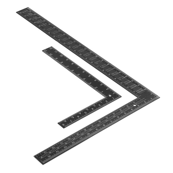Drillpro Black Steel Double-sided Metric Inch Angle Ruler 90 Degree Angle Corner Ruler