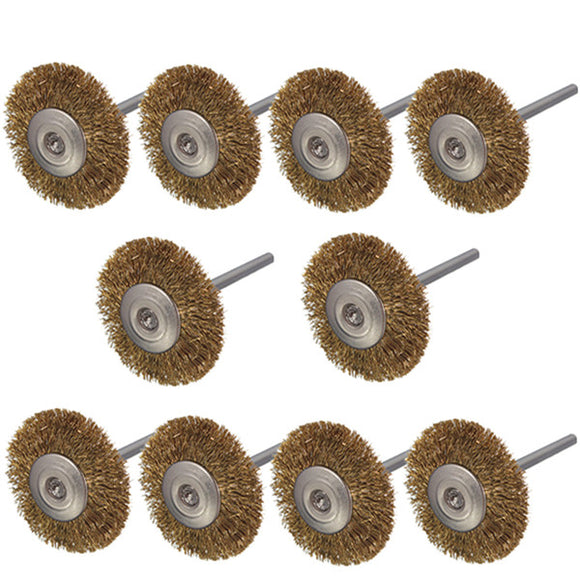 10pcs 3mm Shank Brass Wire Wheel Brushes for Dremel Rotary Tool