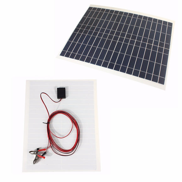 12V 20W 45CM x 35CM PolyCrystalline Solar Panel With Alligator Clip Wire