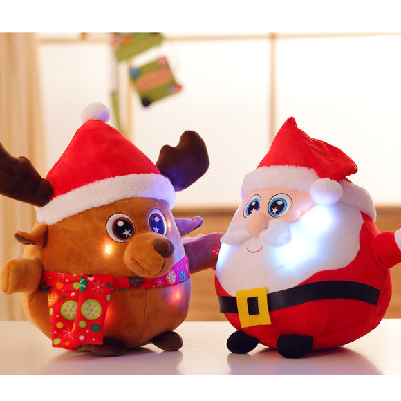 Luminous Music Santa Claus Doll Christmas Gifts Plush Stuffed Cute Toys for Children Christmas Decor