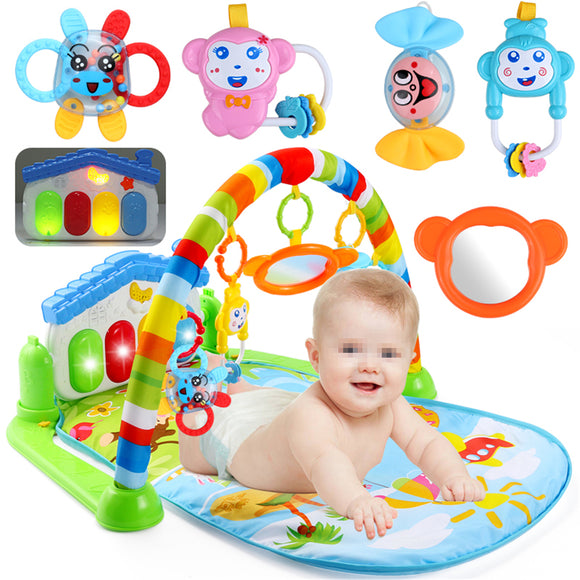 3 in 1 Baby Infant Gym Soft Playmat & Fitness Music Lights Fun Piano Carpet Gift