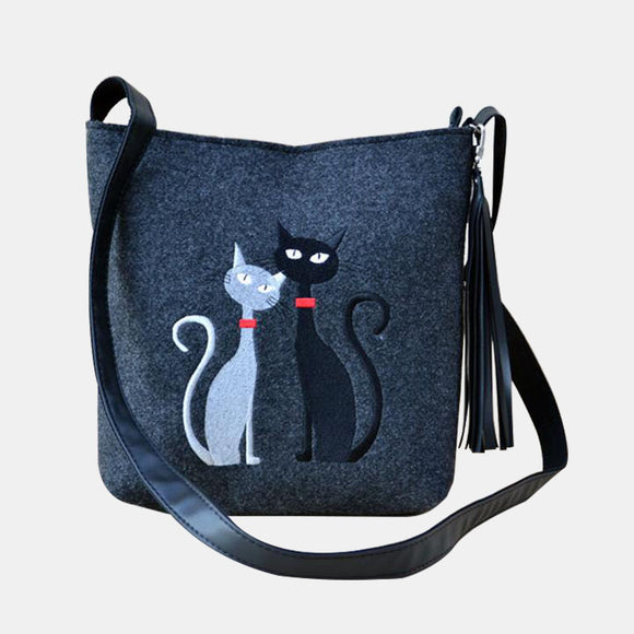 Women Fashion Large Capacity Crossbody Bag Cat Pattern Handbag Shoulder Bag