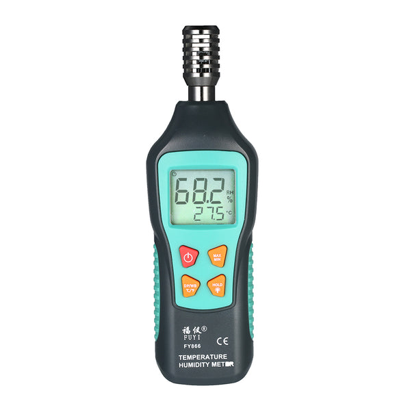 FUYI FY866 Digital Thermometer Hygrometer Mini Weather Station Wet Bulb Dew Point Temperature Meter LCD Display With Backlight Data Hold