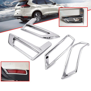 4Pcs Chrome Fog Light Lamp Reflector Cover Trims for Nissan Rogue 2017-2018 X-Trail 2017