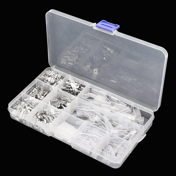 270pcs 2.8/4.8/6.3mm Silver Bare End Plug Spring Cold-Press Insulated Terminal Block Wire&Cable Connector Spade Terminal Kit Box