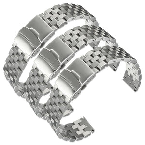 20~24mm Silver Stainless Steel Strap Curved End Metal Bracelet Wrist Watch Band