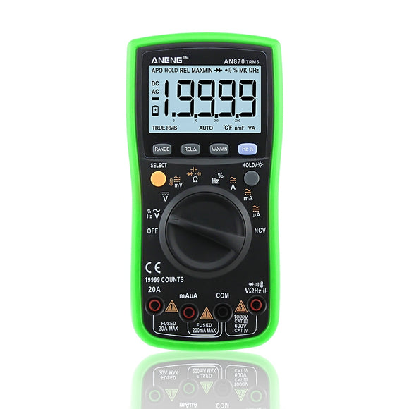 ANENG AN870 Auto Range Digital Multimeter 19999 Counts True-RMS NCV AC/DC Voltage Green