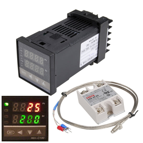 110-240V 0~1300 REX-C100 Digital PID Temperature Controller Kit Alarm Function With Probe Relay
