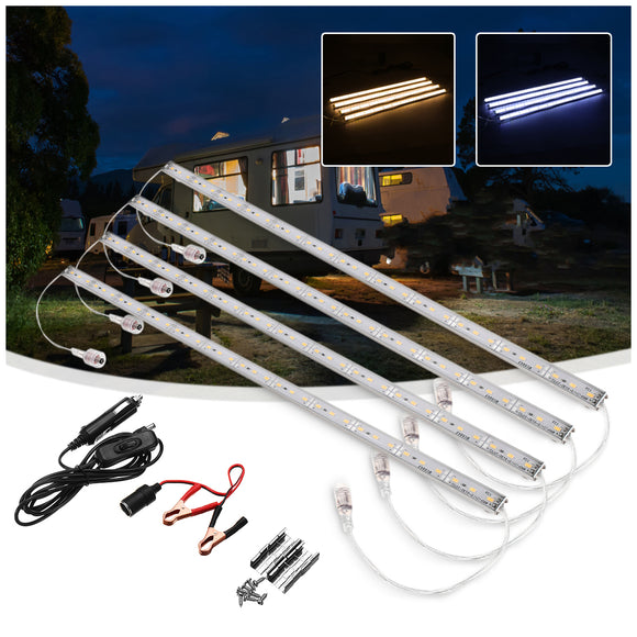 4PCS 50CM DC12V SMD5630 Waterproof LED Hard Rigid Strip Light Bar for Camping Boat Car Caravan