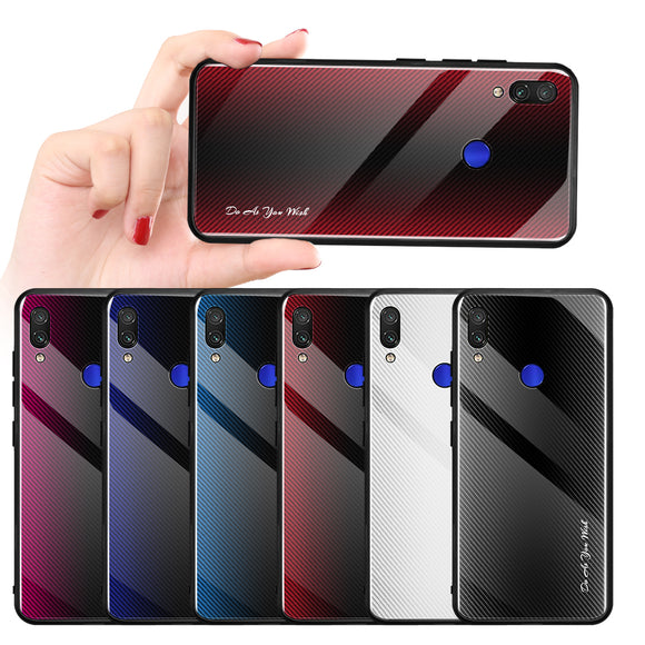 Bakeey Gradient Striped Shockproof Tempered Glass&Soft TPU Protective Case For Xiaomi Redmi Note 7 / Redmi Note 7 Pro