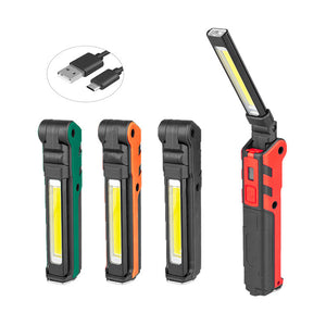 COB Front+Side LED 270 Rotation USB Charging Work Light Magnet Tail Folding Flashlight