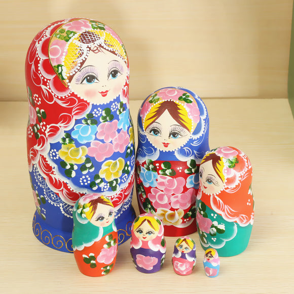 Matryoshka Set of 7 Nesting Dolls Madness Russian Wooden Dolls Toy