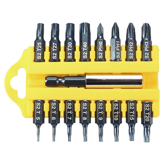 BROPPE 17Pcs 1/4 Hex Shank Screwdriver Bits Set Torx Phillips Electric Screwdriver Bits with Holder