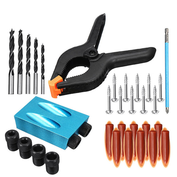 34pcs Pocket Hole Jig Step Drill Kit Woodworking Carpentry Woodworking Tool