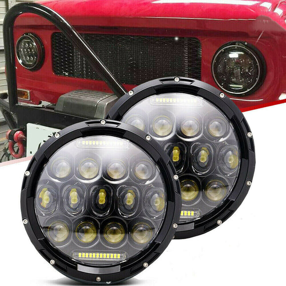 7 Inch 75W Car LED Headlight High Low Beam DRL H4 Adapter For Jeep Wrangler