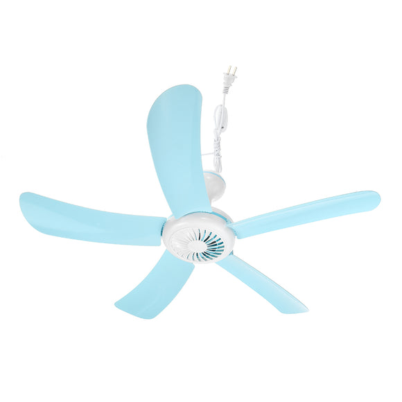 220V 22W Portable 5 Blades Mini Ceiling Fan with White ABS Blades Power Plug Switch